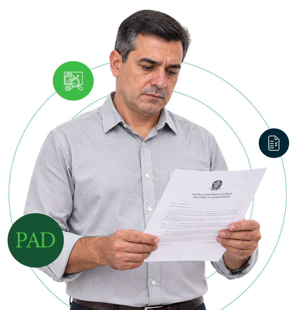 Servidor público analisando uma notificação oficial